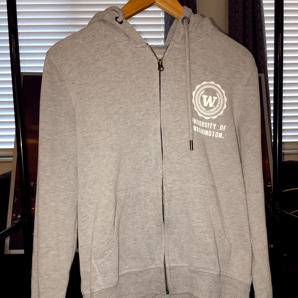 UW zip up grey hoodie